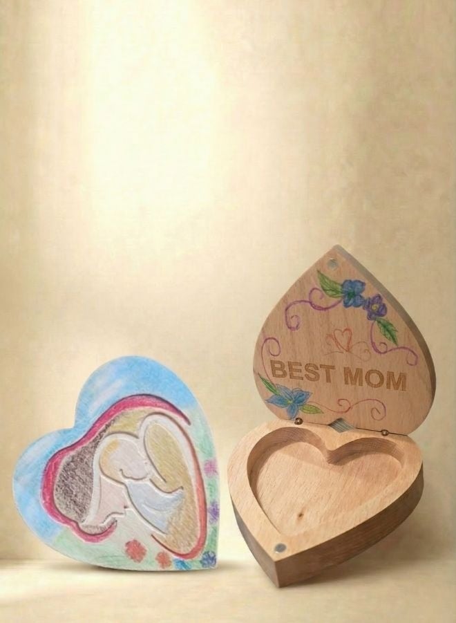 Fatio Heart-Shaped DIY Wooden Keepsake Box with Necklace – Personalized Mother’s Day Gift Set with Paint Kit - Image 3