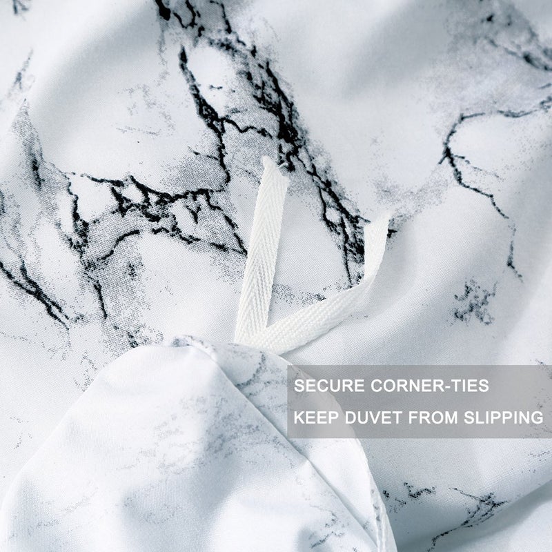 Nanko Queen Bedding Duvet Cover Set White and Black Marble Printed 3 Piece - 1000 - TC Luxury Microfiber Down Comforter Quilt Cover with Zipper Closure, Ties - Modern Style for Men and Women - Image 5