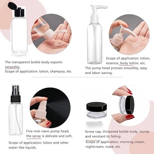 ROKTRY Travel Bottles Set of, 7 Leakproof Travel Containers with Toiletry Containers and Zipper Bag,Refillable Squeezable Travel Jar for Cosmetic Shampoo, Portable Liquid Travel Accessories - Image 3