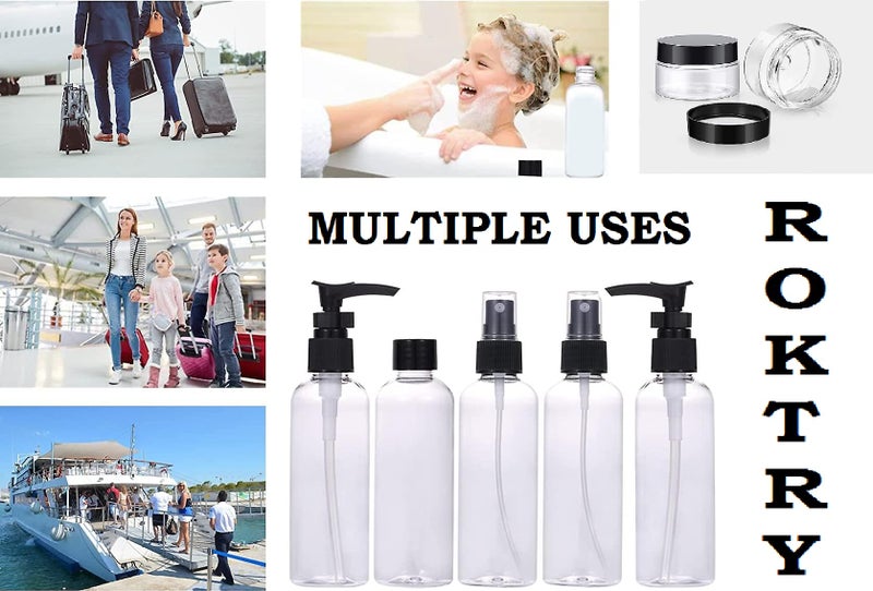 ROKTRY Travel Bottles Set of, 7 Leakproof Travel Containers with Toiletry Containers and Zipper Bag,Refillable Squeezable Travel Jar for Cosmetic Shampoo, Portable Liquid Travel Accessories - Image 5