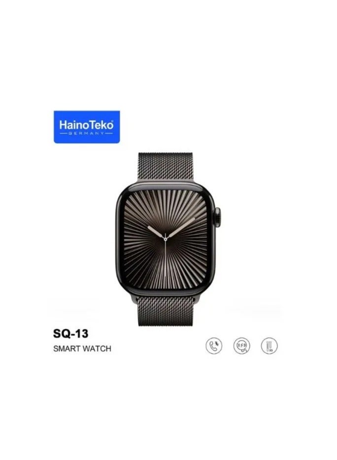 Haino Teko Haino Teko SQ-13 Series 10 Jet Black Smart Watch With Large Screen AMOLED Display AI Voice Assistance 3 Pair Straps and Charging Cable Black - Image 2