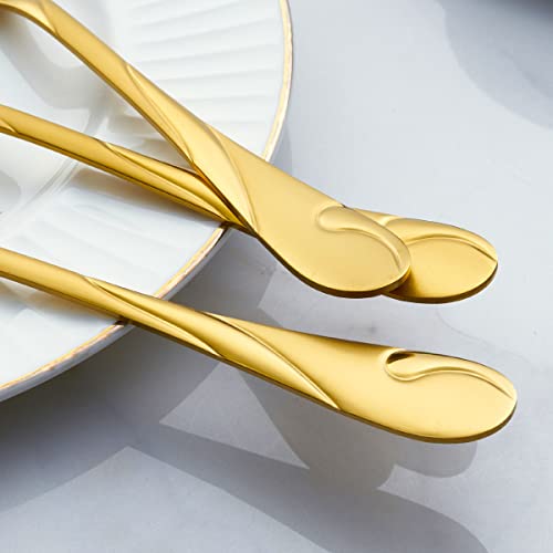 Seeshine Gold Dinner Spoon Set, Seeshine 7.6-inch Stainless Steel Shiny Gold Table Spoon Silverware, Set of 6 - Image 5