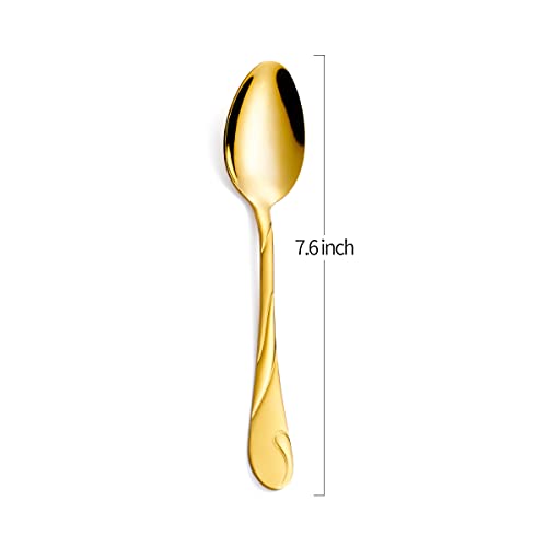 Seeshine Gold Dinner Spoon Set, Seeshine 7.6-inch Stainless Steel Shiny Gold Table Spoon Silverware, Set of 6 - Image 2