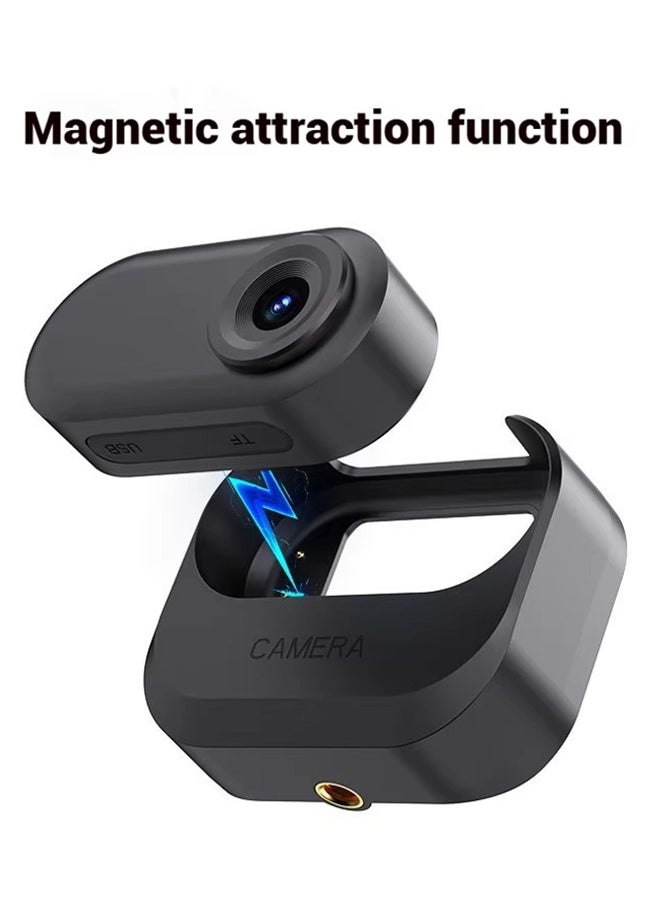Generic - Thumb Action Camera, Pocket Cam, Stabilization, Magnetic charging case,80° FOV, Suitable for Vlogging and Web Cam, with LED Display Can be played back, 64G Card - Image 1