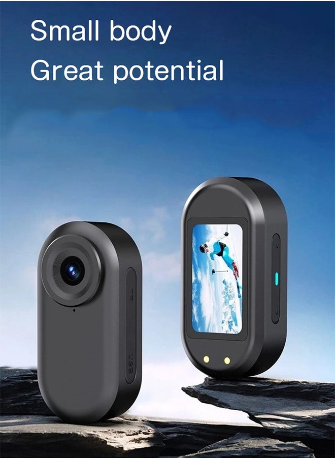 Generic - Thumb Action Camera, Pocket Cam, Stabilization, Magnetic charging case,80° FOV, Suitable for Vlogging and Web Cam, with LED Display Can be played back, 64G Card - Image 1