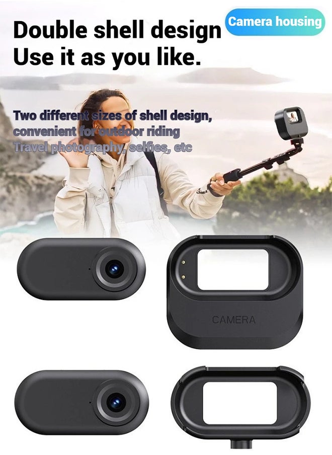 Generic - Thumb Action Camera, Pocket Cam, Stabilization, Magnetic charging case,80° FOV, Suitable for Vlogging and Web Cam, with LED Display Can be played back, 64G Card - Image 1