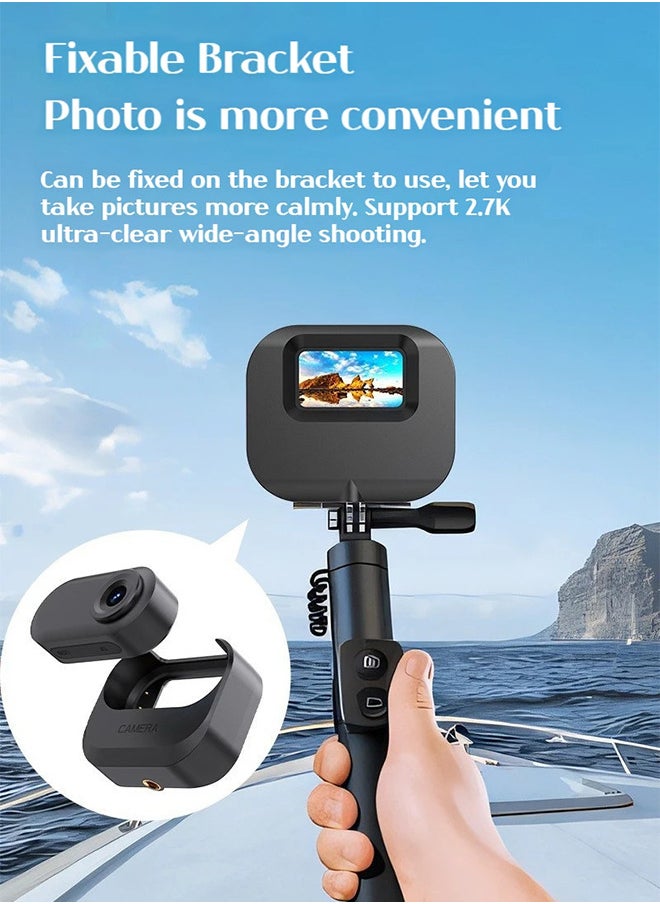 Generic - Thumb Action Camera, Pocket Cam, Stabilization, Magnetic charging case,80° FOV, Suitable for Vlogging and Web Cam, with LED Display Can be played back, 64G Card - Image 1