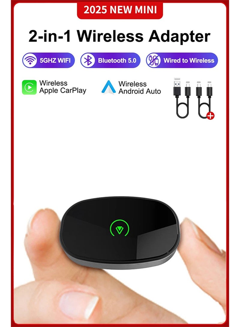 Digisand Faster Wireless Carplay Adapter - Seamless Car Play Adapter Compatible with Apple iPhone 10+ Android 11+, Easy Use 2 in 1 Dongle Connection for Android Auto Converting Wired to Wireless (Black) - Image 1