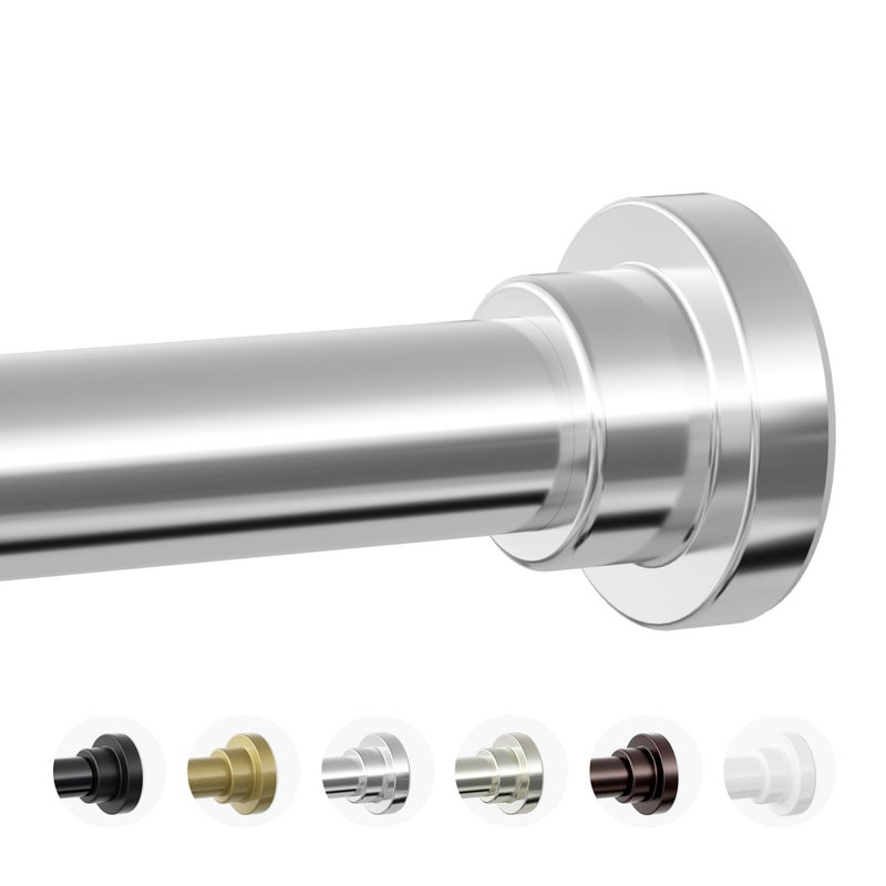 Mcrbeay Shower Curtain Rod, 1" Diameter Heavy Duty Tension Shower Rod, Non Slip Adjustable 28-74 inch No Drilling Shower Curtain Rods Spring Tension For Bathroom, Shower Stall, No Rust, Silver - Image 1