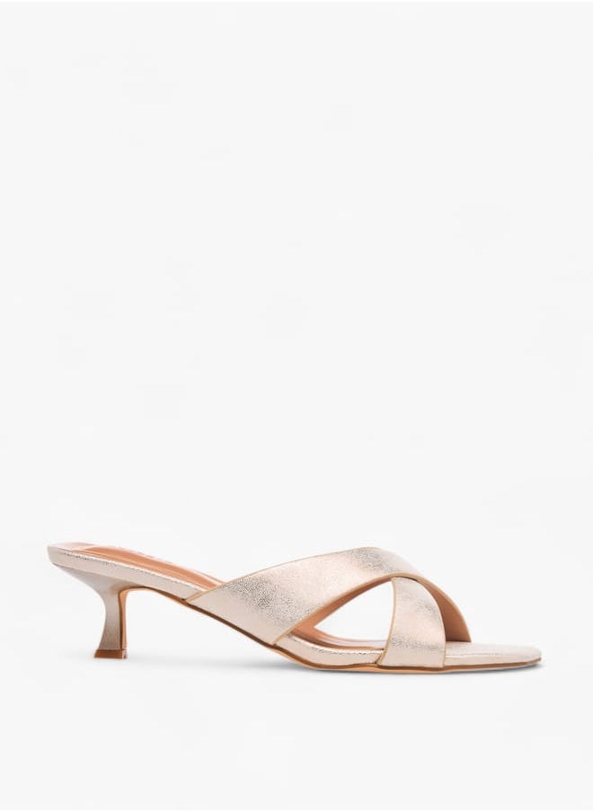 Celeste Womens Cross Strap Slip-On Sandals With Kitten Heels Ramadan Collection  - Image 3