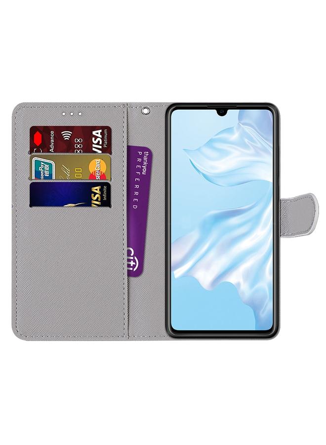 Zaboon Case For Huawei P30 Coloured Drawing Cross Texture Horizontal Flip PU Leather Case with Holder & Card Slots & Wallet & Lanyard - Image 3