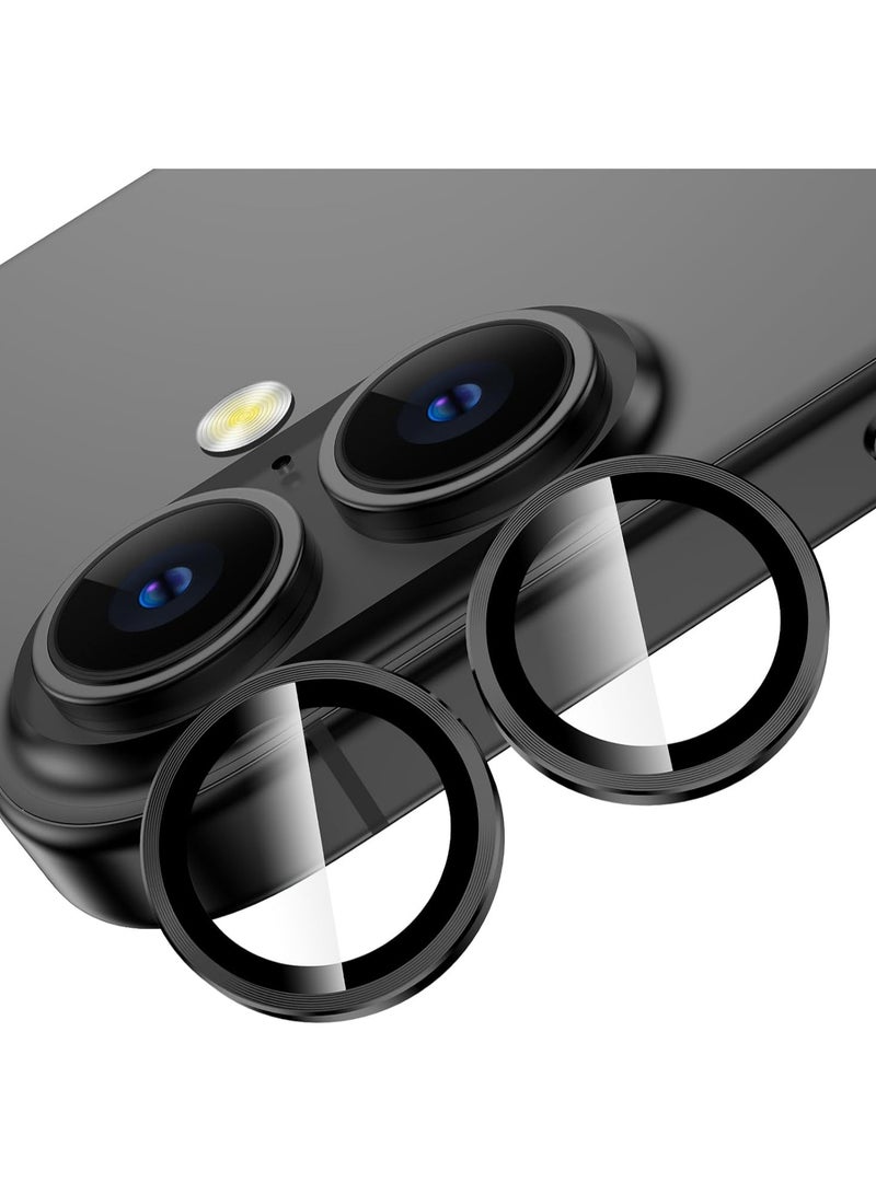 Camera Lens Protector for iPhone 16 Plus/iPhone 16, Shatterproof, Ultra HD Tempered And Aluminum Alloy Ring, Camera Lens Protector Cover Film, (Black) - Image 1