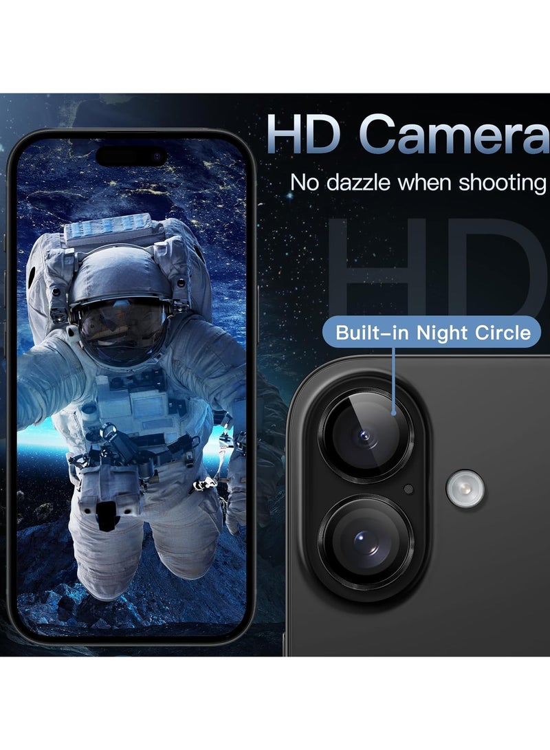 Camera Lens Protector for iPhone 16 Plus/iPhone 16, Shatterproof, Ultra HD Tempered And Aluminum Alloy Ring, Camera Lens Protector Cover Film, (Black) - Image 5
