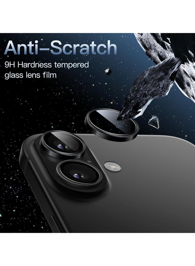 Camera Lens Protector for iPhone 16 Plus/iPhone 16, Shatterproof, Ultra HD Tempered And Aluminum Alloy Ring, Camera Lens Protector Cover Film, (Black) - Image 4