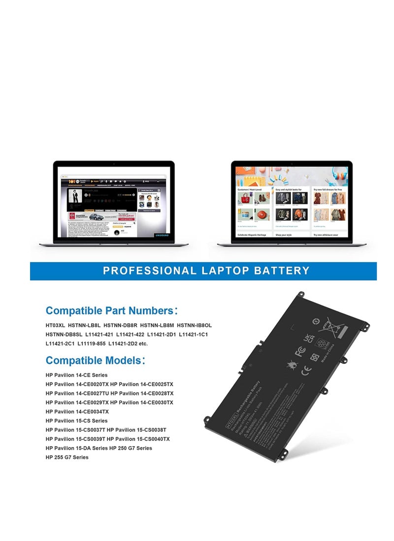 HT03XL HT03041XL Battery L11119-855 for HP Pavilion 15-CS 15-CW 15-DA 15-DB 15-DQ 15-DW 14-CE 14-CF 14-CK 14-DH 14-DK 14-DQ 17-CA 17-by HSTNN-UB7 J HSTNN-DB8R HSTNN-DB8S L11421-2C2 L11421-542