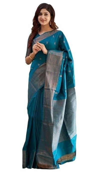 C J Enterprise Women's Banarasi Saree Pure Kanjivaram Silk Saree Soft Design Wear Pattu Sarees Latest Cotton With Blouse Piece Kanchipuram for Wedding sadi new ladies 2025 (Diamond-Butti) (Morpich) - Image 1