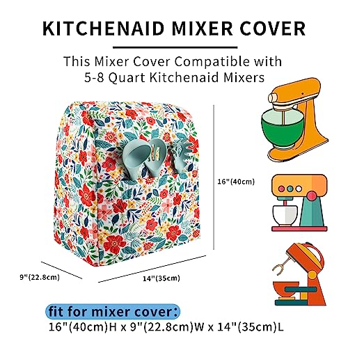 TUYUU Kitchen Aid Mixer Cover Compatible with 6-8 Quarts Kitchen Aid/Hamilton Stand Mixer/Tilt Head & Bowl Lift Model,Flower Print Mixer Cover Pioneer Woman Kitchen Accessories,Kitchen Aid Mixer Accessories - Image 3