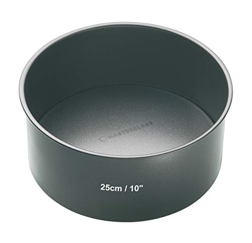 MasterClass KCMCHB47 25 cm Deep Cake Tin with PFOA Non Stick and Loose Bottom 1 mm Carbon Steel 10 Inch Round Pan Grey