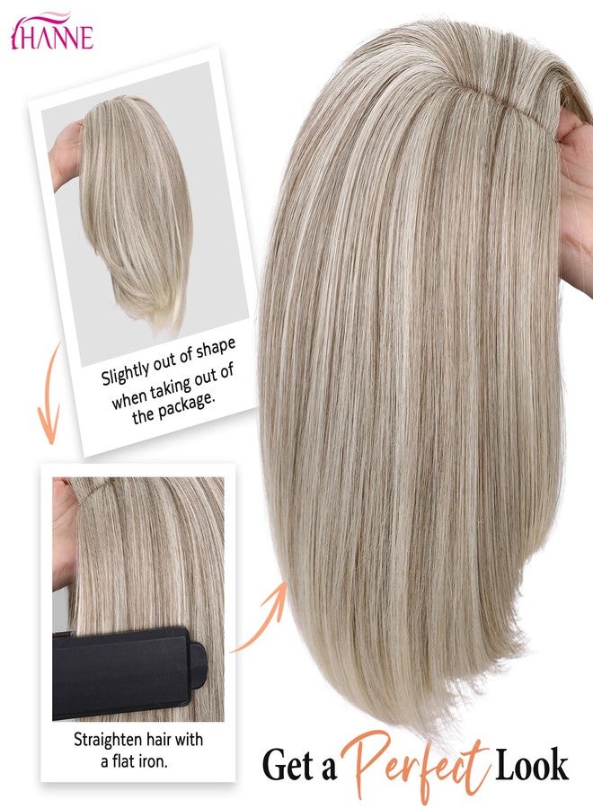 HANNE Ash Blonde Wig 12 Inches Blonde Bob Wigs for White Women Synthetic Layered Wig Highlights Wigs for Daily Use - Image 5