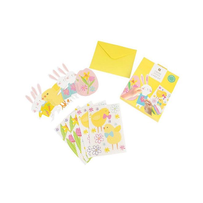 Talking Tables Easter Cross Stitch Kit for Beginners, Kids 3 Years+, DIY Card Making, 16.5x19.5cm Craft Set - Image 1