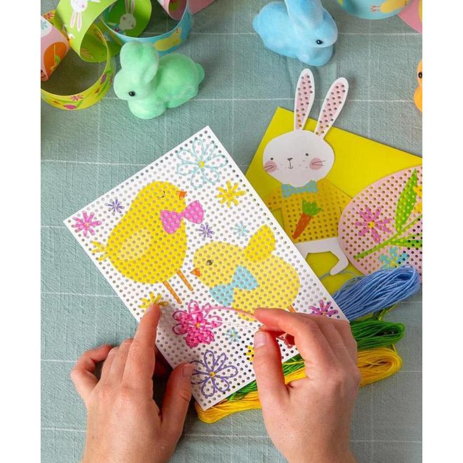 Talking Tables Easter Cross Stitch Kit for Beginners, Kids 3 Years+, DIY Card Making, 16.5x19.5cm Craft Set - Image 3