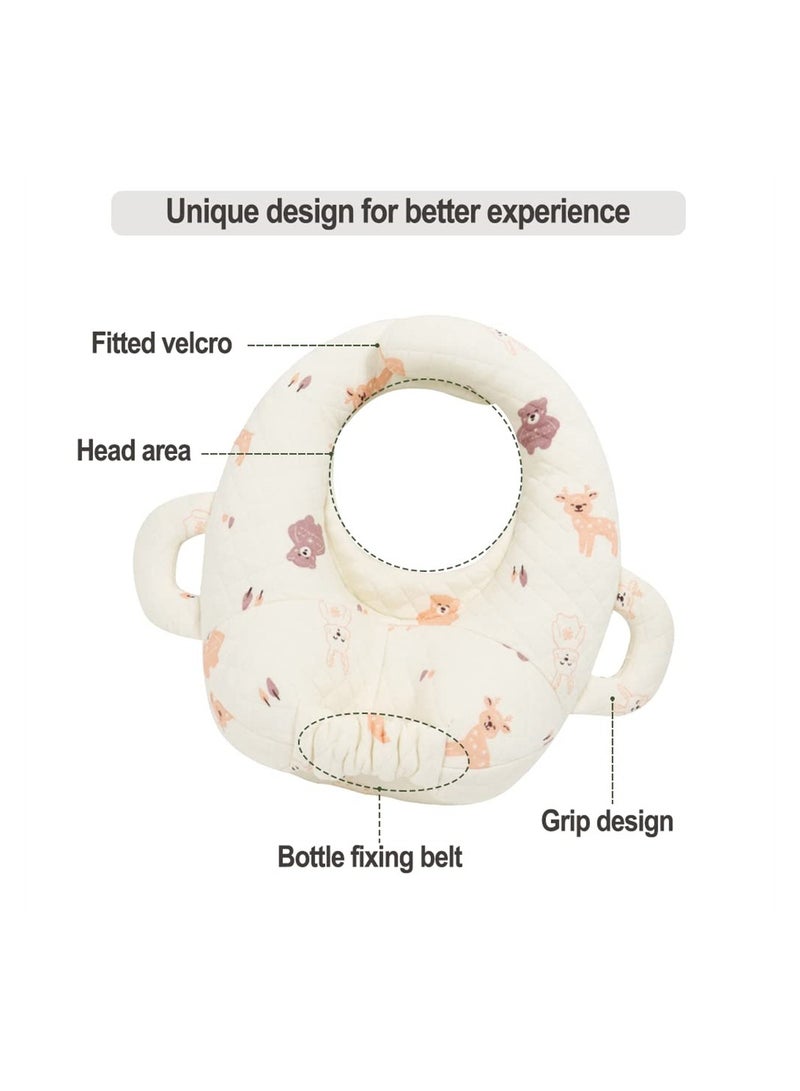 Portable Baby Nursing Pillow with Cartoon Design Adjustable Bottle Holder and Support Cushion for Newborns Anti-Spit Up Soft Pad - Image 4