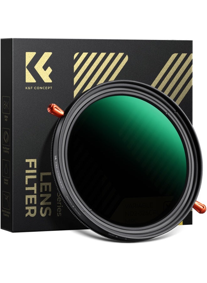 كيه آند إف كونسبت فلتر كاميرا K&F Concept 77mm 2 في 1 متغير الكثافة المحايدة والاستقطاب الدائري، 1-5 توقف، زجاج بصري - Image 2