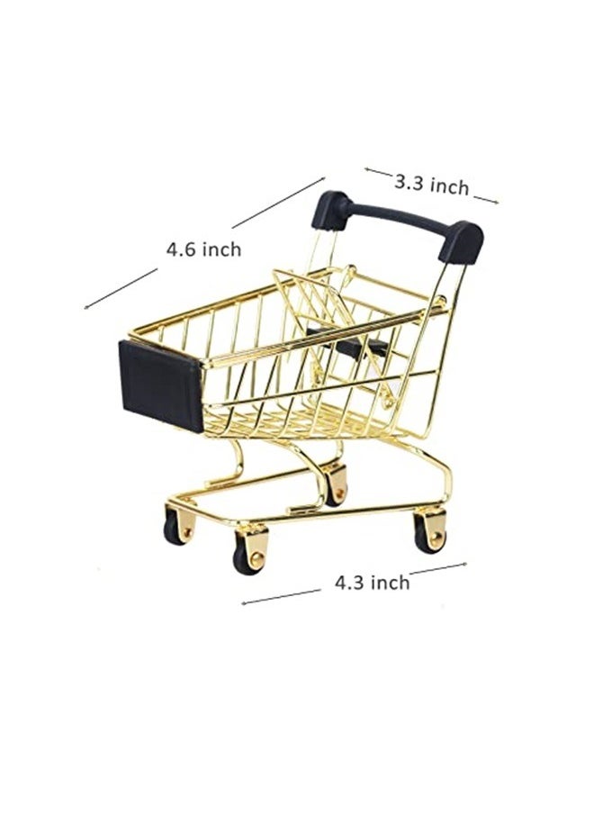 Generic Mini Shopping Cart， Supermarket Handcart Mini Shopping Cart Mini Supermarket Storage Toy Decorative Ornaments ( Gold)  - Image 3
