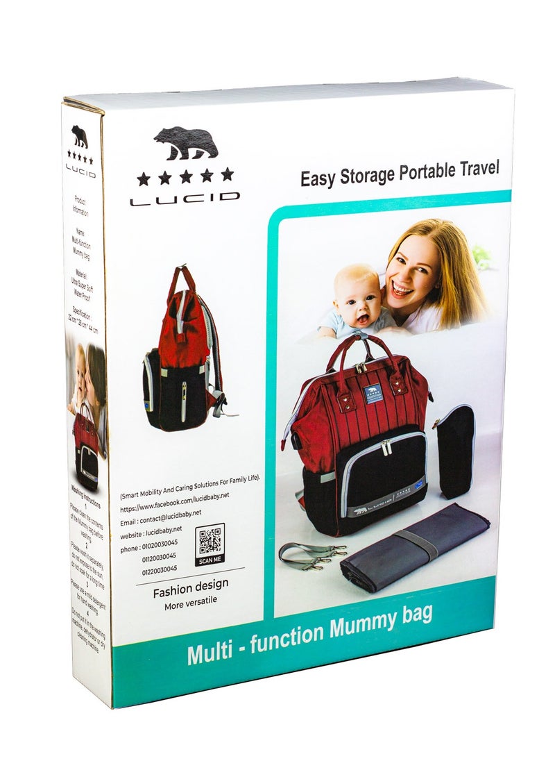 LUCID - Custom LUCID USB Charging Multifunctional Waterproof Backpack Diaper Bag for Baby - Black - Image 1