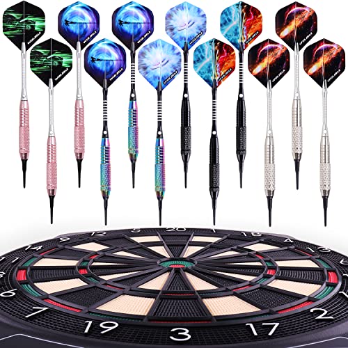 WIN.MAX Darts Plastic Tip - Soft Tip Darts Set - 12 Pcs 18 Gram with 100 Extra Dart Tips 12 Flights Flight Protectors and Wrench for Electronic Dart Board - Image 5