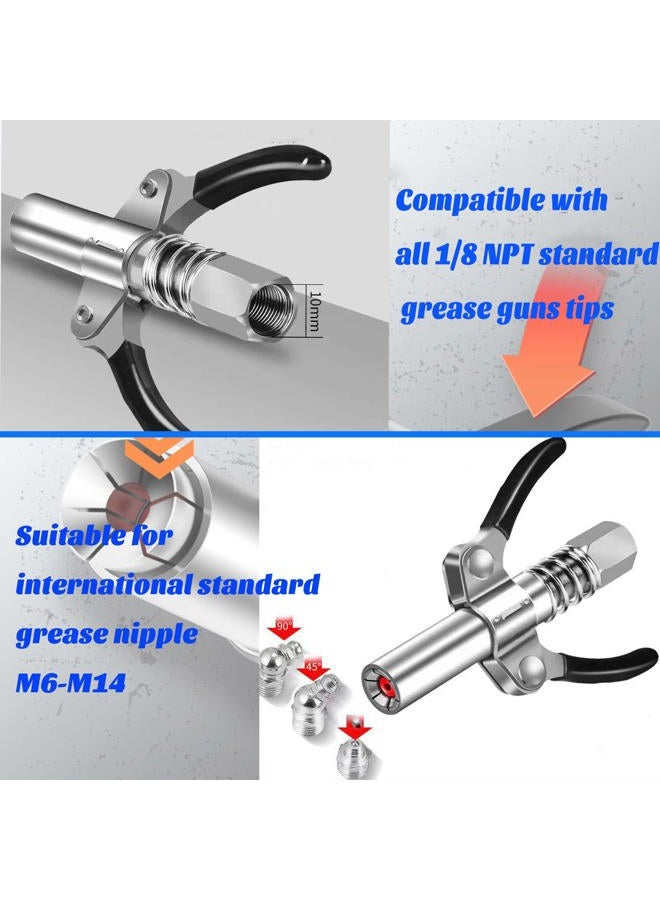 FACITE Grease Gun Coupler Grease Gun Fittings Grease Gun Tip Quick Lock and Release Lube Dual Handle Heavy Duty Grease Nozzle Coupler, Compatible With all Grease Guns 1/8" Npt ends Accessories 12000 PSI - Image 5