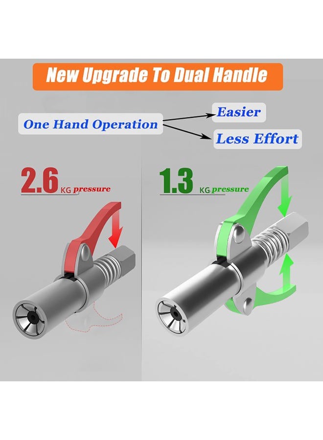FACITE Grease Gun Coupler Grease Gun Fittings Grease Gun Tip Quick Lock and Release Lube Dual Handle Heavy Duty Grease Nozzle Coupler, Compatible With all Grease Guns 1/8" Npt ends Accessories 12000 PSI - Image 3