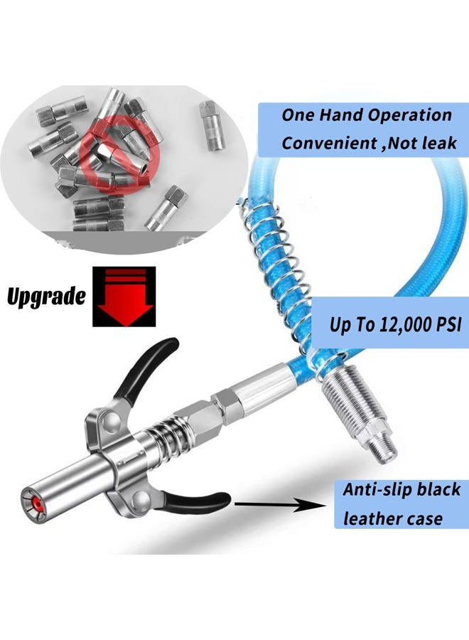 FACITE Grease Gun Coupler Grease Gun Fittings Grease Gun Tip Quick Lock and Release Lube Dual Handle Heavy Duty Grease Nozzle Coupler, Compatible With all Grease Guns 1/8" Npt ends Accessories 12000 PSI - Image 4