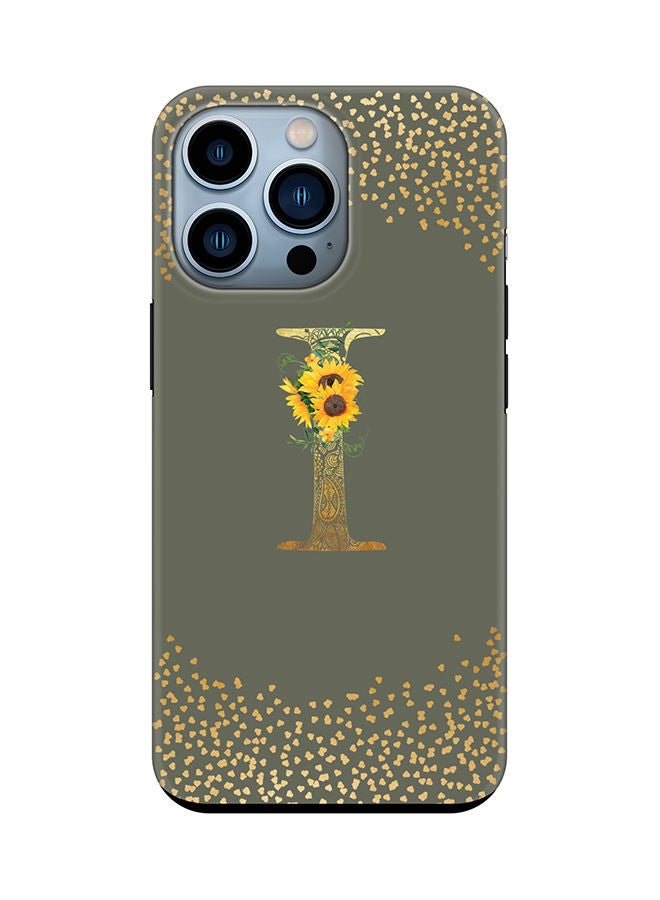 Stylizedd Monogram Tough Series for Apple iPhone 13 Pro Custom Initials Floral Mandala Pattern Tough Pro Dual Layer hybrid PC inner TPU protection Alphabet- I (Olive Green) - Image 1