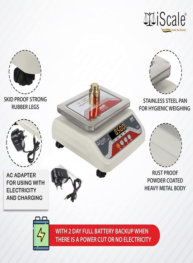 آي سكيل ميزان طاولة رقمي iScale i-03 سعة 30 كجم × 1 جم مع شاشة عرض مزدوجة حمراء أمامية وخلفية، وعاء صغير من الفولاذ المقاوم للصدأ، 7 × 9 بوصة (أبيض مائل للبيج) - Image 4
