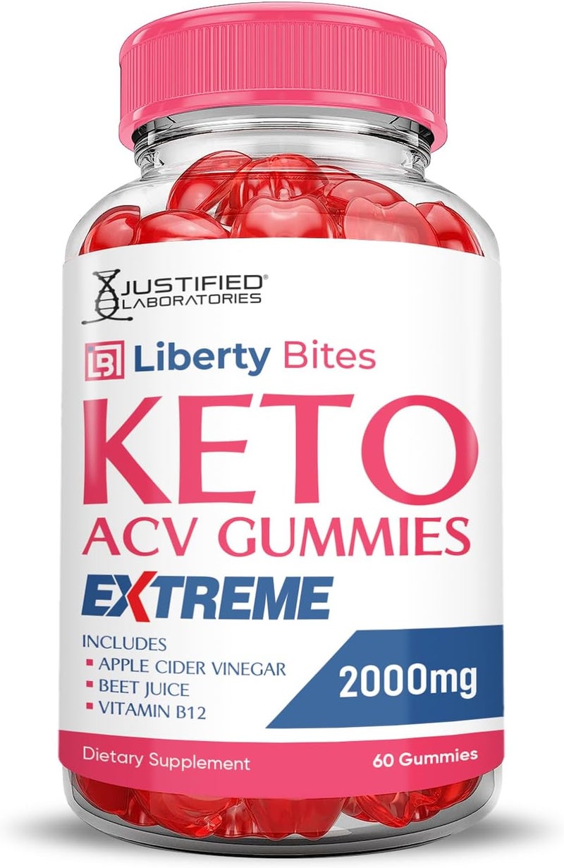 Justified Laboratories Liberty Bites Keto ACV Gummies Extreme 2000MG Libertybites Keto Gummies Apple Cider Vinegar Formulated with Pomegranate Beet Juice Powder B12 Vegan Non GMO 60 Gummys - Image 4