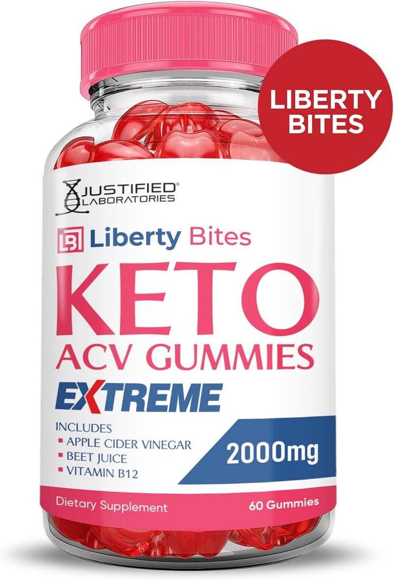 Justified Laboratories Liberty Bites Keto ACV Gummies Extreme 2000MG Libertybites Keto Gummies Apple Cider Vinegar Formulated with Pomegranate Beet Juice Powder B12 Vegan Non GMO 60 Gummys - Image 3