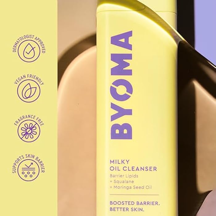BYOMA Milky Oil Cleanser - Hydrating Facial Cleanser for Skin Barrier Repair - Tri-Ceramide Face Wash for Sensitive Skin & All Skin Types - Deeply Hydrated Skin, No Oily Residue - 3.38 fl oz - Image 5