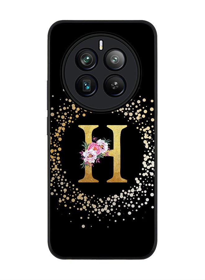 Stylizedd Rugged Black edge case for Realme 12 Pro / Realme 12 Pro Plus 5G, Slim fit Custom Monogram Initial Letter Floral Pattern Alphabet-H (Black)  - Image 1
