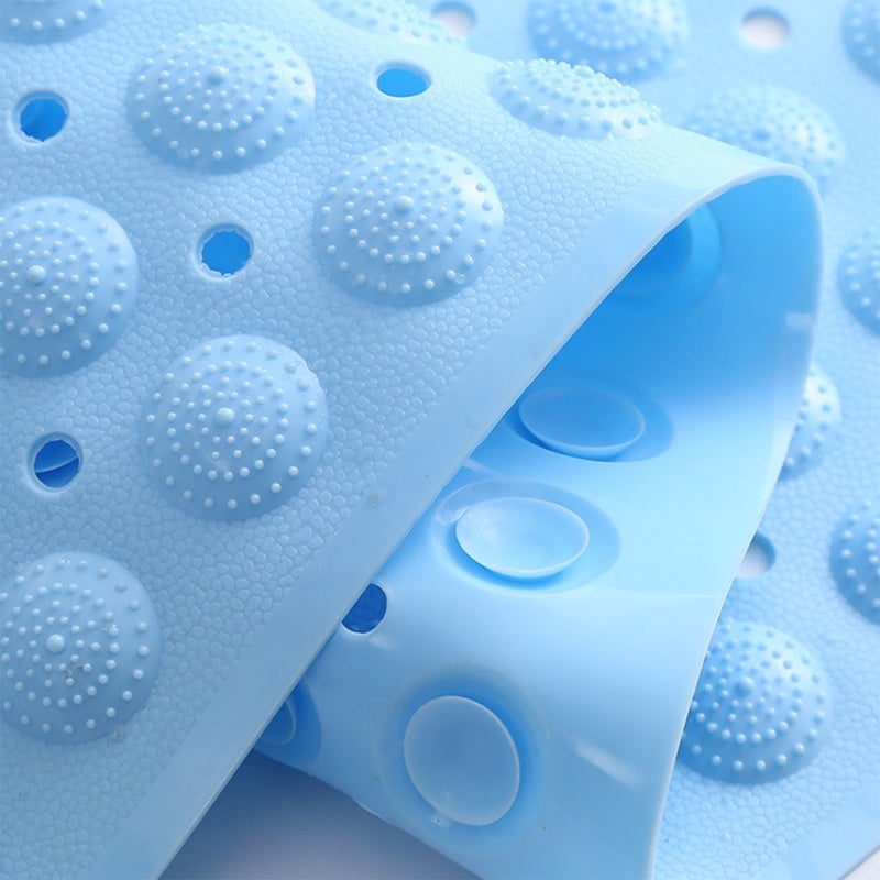 Shower Mat: Blue Tpe Material With Strong Vacuum Suction Cup - Soothing Massage Particles For Foot Relief For Home Gym Spa Bathroom Use - Image 3
