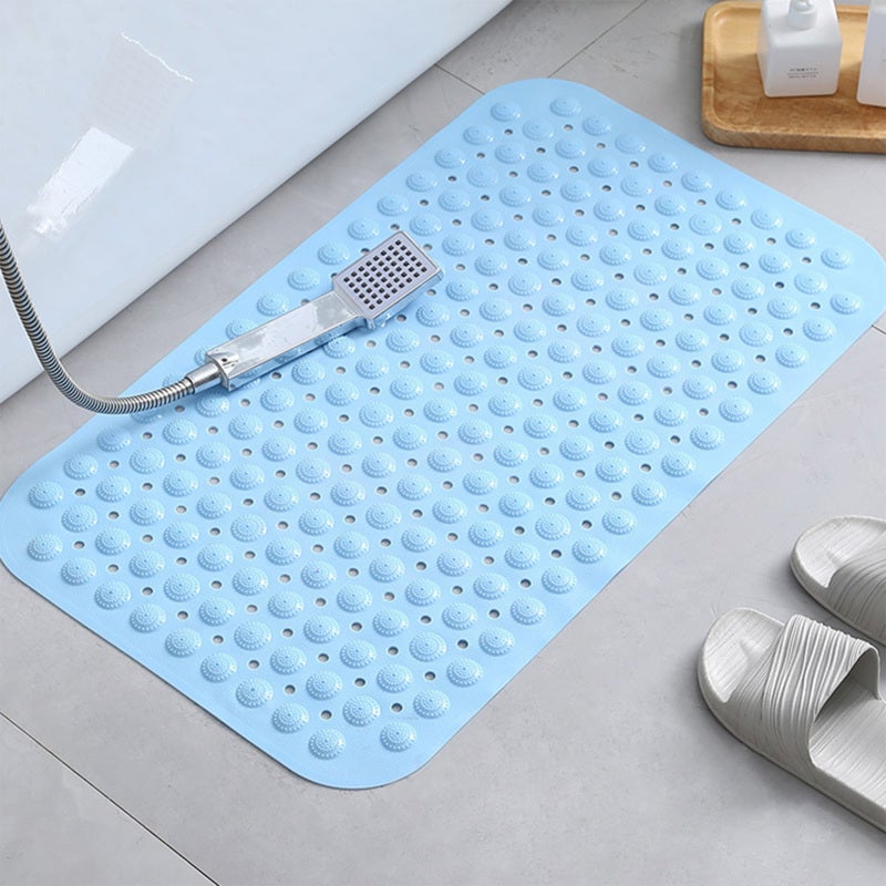 Shower Mat: Blue Tpe Material With Strong Vacuum Suction Cup - Soothing Massage Particles For Foot Relief For Home Gym Spa Bathroom Use - Image 2