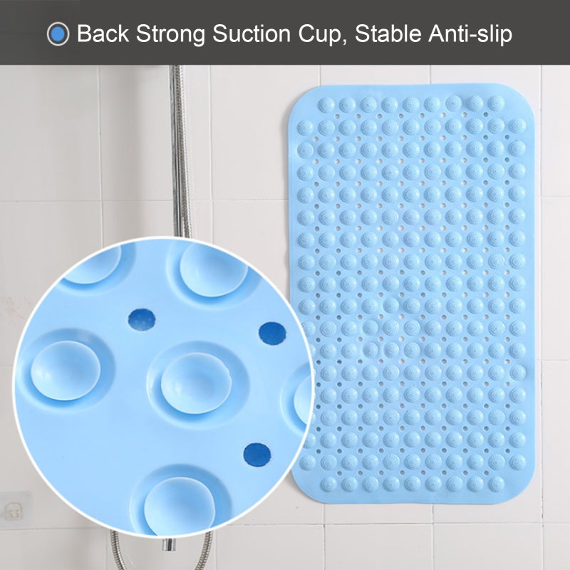 Shower Mat: Blue Tpe Material With Strong Vacuum Suction Cup - Soothing Massage Particles For Foot Relief For Home Gym Spa Bathroom Use - Image 5