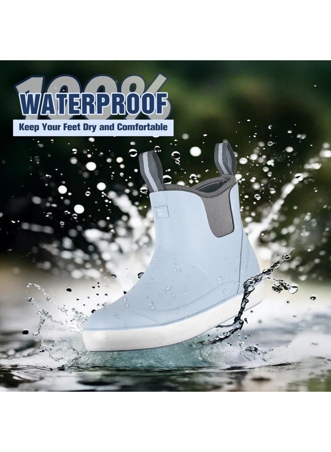 Trudave Women's Ankle Rain Boots, Rubber Fishing Deck Boots, Garden Shoes for Outdoor Work - Image 3