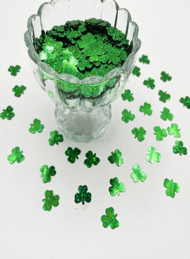 Comemela Thousands Pcs Green Confetti Glitter St. Patrick's Day Lucky Clover Shamrock Cutouts Glitter Irish Table Scatters for St. Patrick's Decorations (Shining Green) - Image 3