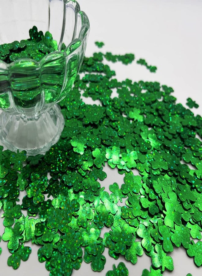 Comemela Thousands Pcs Green Confetti Glitter St. Patrick's Day Lucky Clover Shamrock Cutouts Glitter Irish Table Scatters for St. Patrick's Decorations (Shining Green) - Image 1