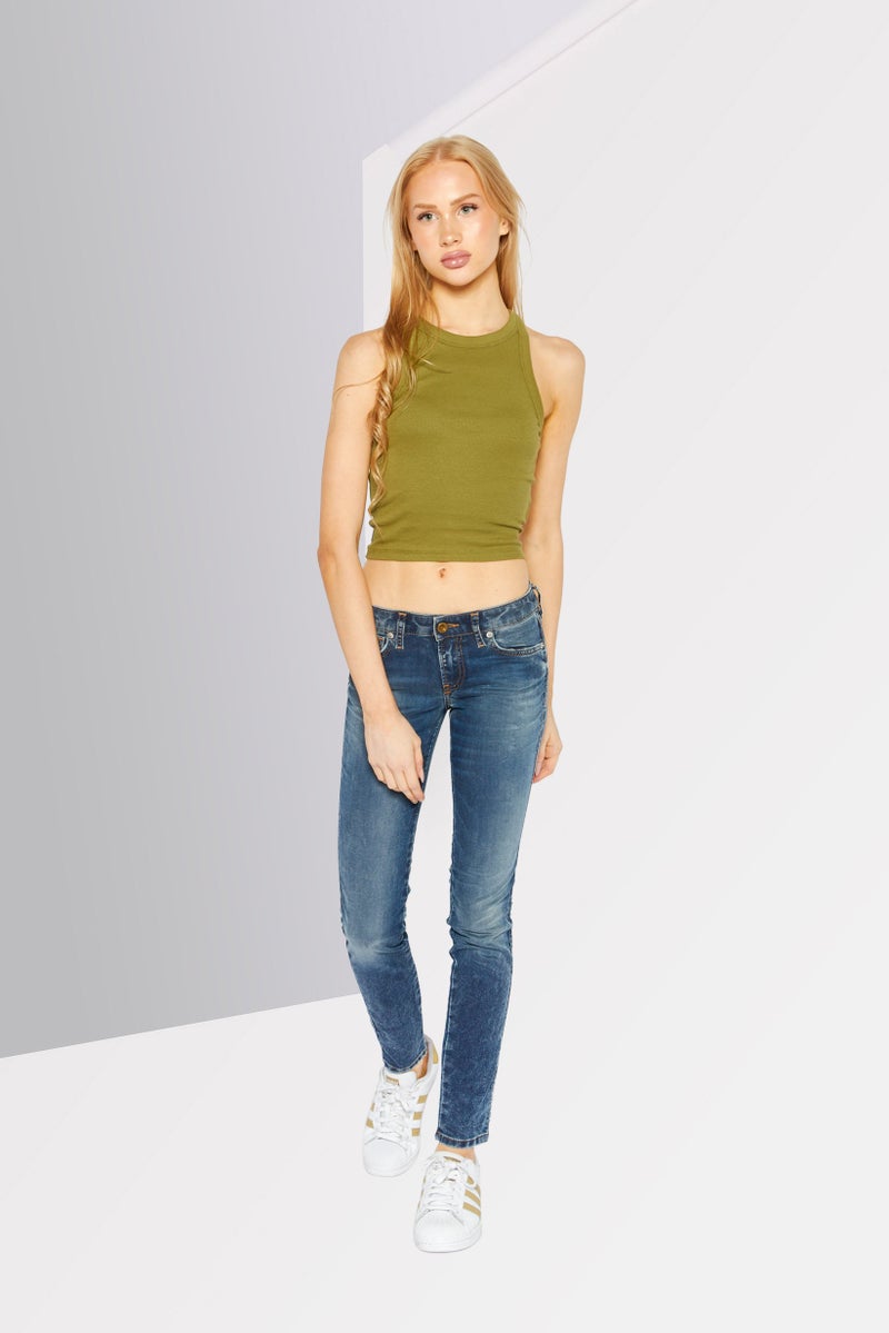 DIESEL جينز نسائي بقصة عادية جرايسي قابل للتمدد، غسلة زرقاء - Image 2