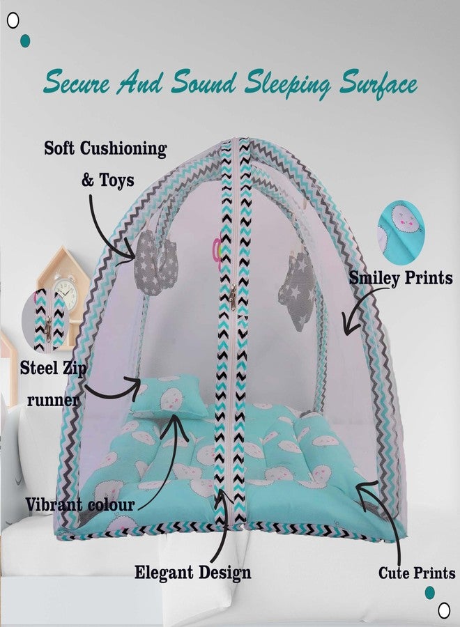 Kwitchy Baby Bedding Set Play Gym with Mosquito Net Bed with Hanging Toys for Baby Boy's & Girl's (Green, 0-6 Months) - Image 4