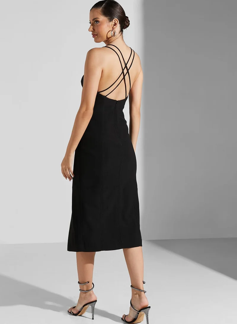 Finders Keepers Strappy Front Slit Dress