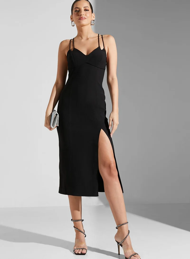 Finders Keepers Strappy Front Slit Dress