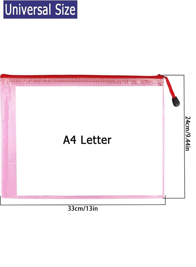 Generic 5PCS Mesh Zipper Pouch, A4 Letter Size Mesh Bags with Zipper, Document Bags, Plastic Envelopes Zip File Folders, Storage Bags for Organization, Travel, File Jackets & File Pockets  - Image 2